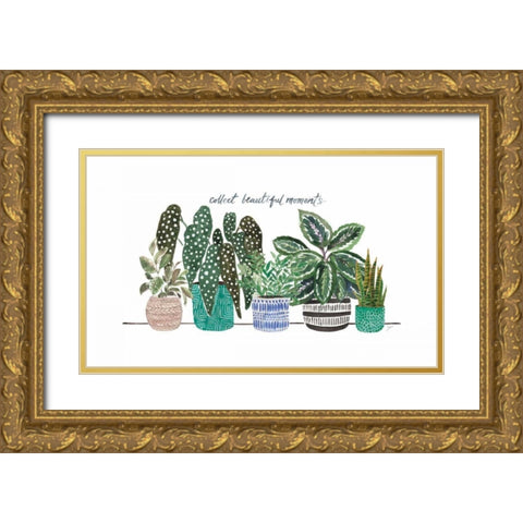 Happy House Plants II Gold Ornate Wood Framed Art Print with Double Matting by Panganiban, Karyn