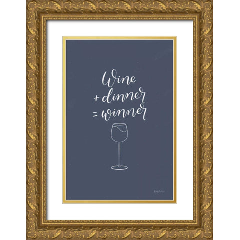 Kitchen Words III Blue Gold Ornate Wood Framed Art Print with Double Matting by Thorns, Becky