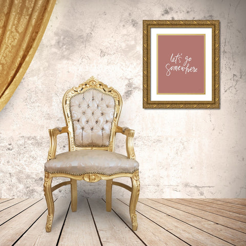 Lets Go Somewhere Gold Ornate Wood Framed Art Print with Double Matting by Panganiban, Karyn