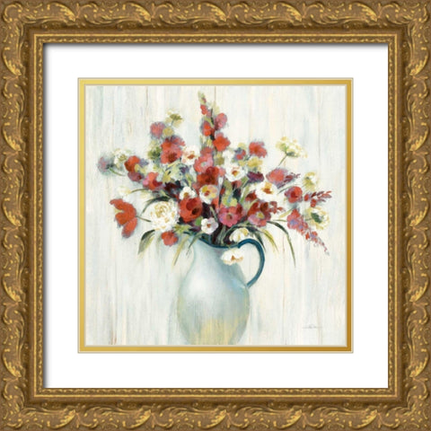 Coastal Bouquet Autumn Gold Ornate Wood Framed Art Print with Double Matting by Vassileva, Silvia