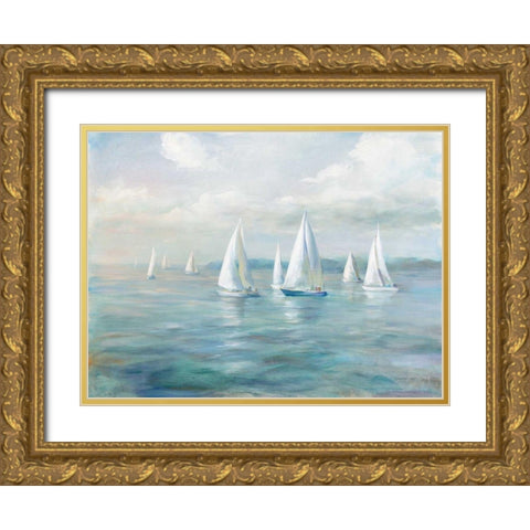 Setting Sail Gold Ornate Wood Framed Art Print with Double Matting by Nai, Danhui