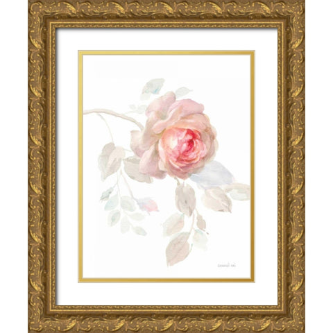 Gentle Rose I Gold Ornate Wood Framed Art Print with Double Matting by Nai, Danhui