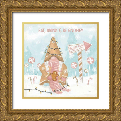 Gnome Sweet Gnome III Blush Gold Ornate Wood Framed Art Print with Double Matting by Charron, Veronique