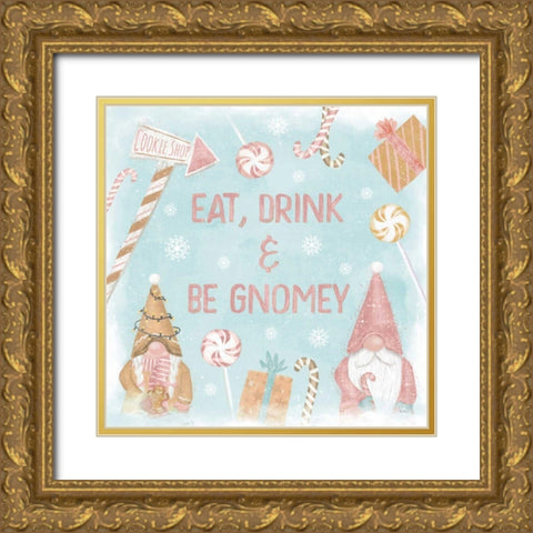 Gnome Sweet Gnome VI Blush Gold Ornate Wood Framed Art Print with Double Matting by Charron, Veronique
