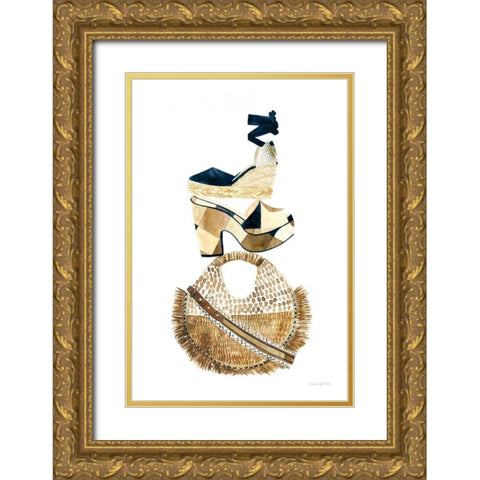 Beach Glam II Navy Gold Ornate Wood Framed Art Print with Double Matting by Charro, Mercedes Lopez