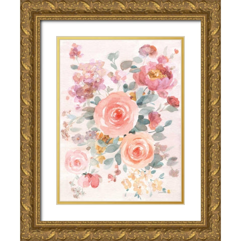 September Blooming I Gold Ornate Wood Framed Art Print with Double Matting by Nai, Danhui