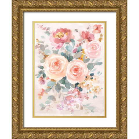 September Blooming II Gold Ornate Wood Framed Art Print with Double Matting by Nai, Danhui