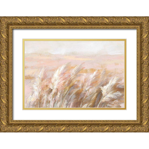 Prairie Grasses Gold Ornate Wood Framed Art Print with Double Matting by Nai, Danhui