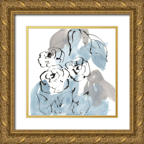 Blue Neutrals II Gold Ornate Wood Framed Art Print with Double Matting by Paschke, Chris