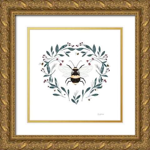 Bees VI Gold Ornate Wood Framed Art Print with Double Matting by Thorns, Becky