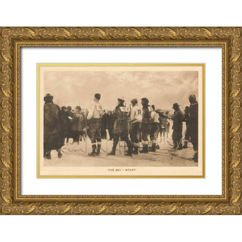 The Ski Start Gold Ornate Wood Framed Art Print with Double Matting by Wild Apple Portfolio