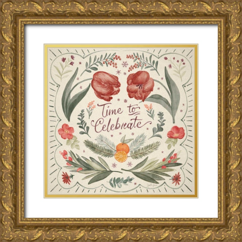 Winter Blooms III Gold Ornate Wood Framed Art Print with Double Matting by Penner, Janelle