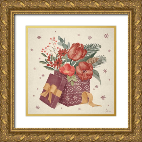 Winter Blooms IV Gold Ornate Wood Framed Art Print with Double Matting by Penner, Janelle