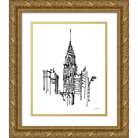 Chrysler Building Sketch Gold Ornate Wood Framed Art Print with Double Matting by Tavoletti, Anne
