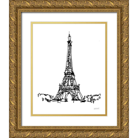 Eiffel Tower Sketch Gold Ornate Wood Framed Art Print with Double Matting by Tavoletti, Anne