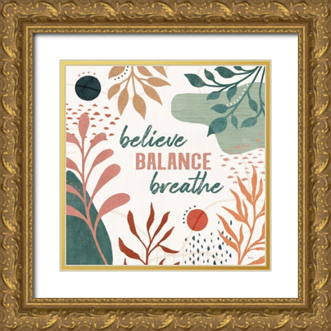 Abstract Blossom VII Gold Ornate Wood Framed Art Print with Double Matting by Charron, Veronique