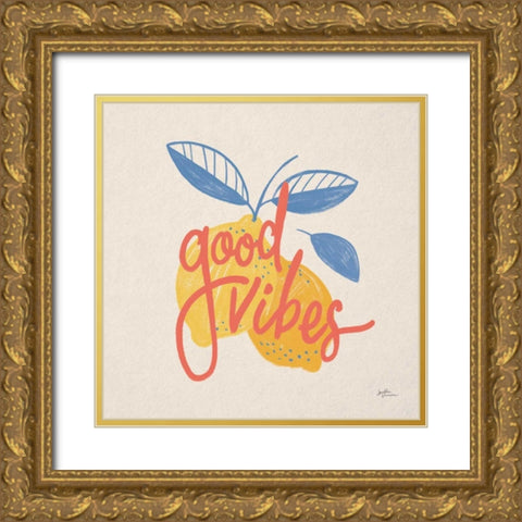 Good Vibes Lemons I Bright Gold Ornate Wood Framed Art Print with Double Matting by Penner, Janelle