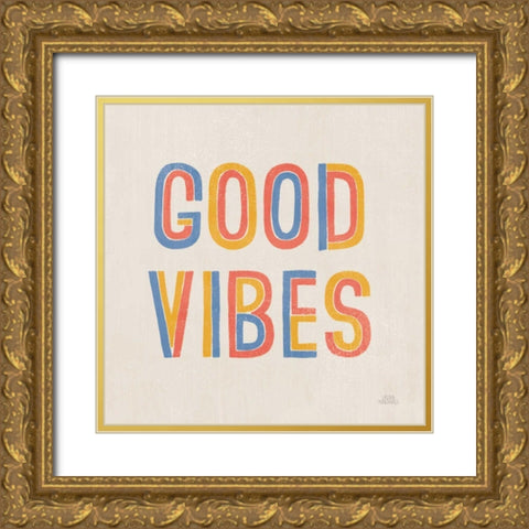 Retro Words I Hippiecurian Gold Ornate Wood Framed Art Print with Double Matting by Marshall, Laura