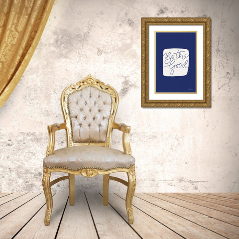 Calm Home VI Indigo Gold Ornate Wood Framed Art Print with Double Matting by Thorns, Becky