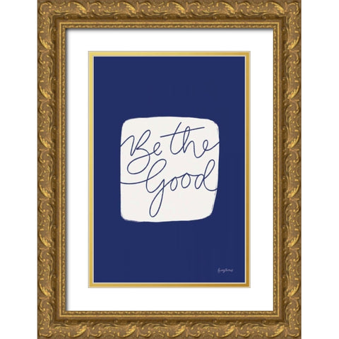 Calm Home VI Indigo Gold Ornate Wood Framed Art Print with Double Matting by Thorns, Becky
