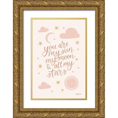 Pink Celestial Boho I Gold Ornate Wood Framed Art Print with Double Matting by Thorns, Becky