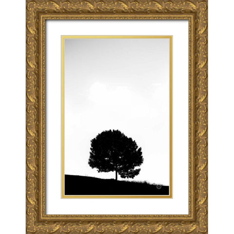 Lone Tree Hill Gold Ornate Wood Framed Art Print with Double Matting by Larson, Nathan