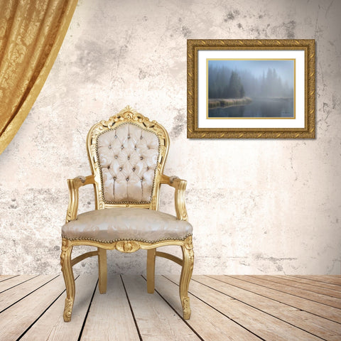 Grand Teton Lake Fog Gold Ornate Wood Framed Art Print with Double Matting by Majchrowicz, Alan