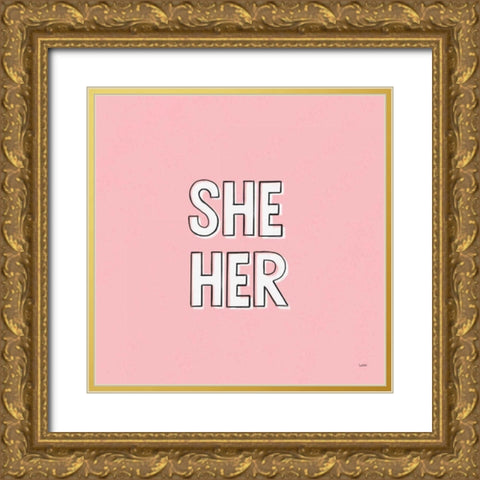 Pronoun I Gold Ornate Wood Framed Art Print with Double Matting by York, Leah