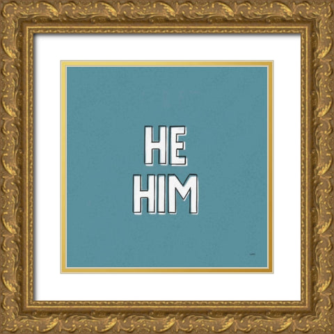 Pronoun II Gold Ornate Wood Framed Art Print with Double Matting by York, Leah