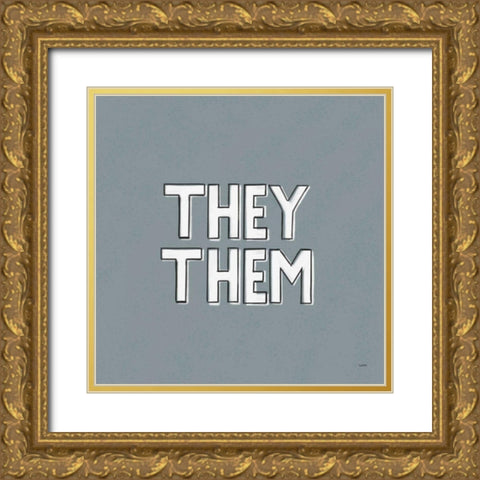 Pronoun III Gold Ornate Wood Framed Art Print with Double Matting by York, Leah