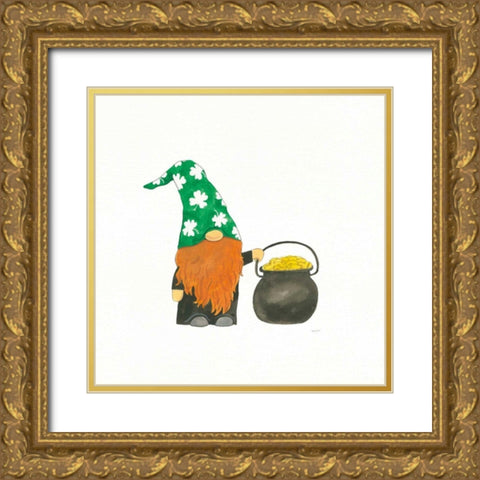 St Patricks Day Gnomes I Gold Ornate Wood Framed Art Print with Double Matting by Jackson, Jenaya