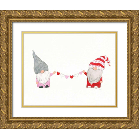 Gnomes in Love I Gold Ornate Wood Framed Art Print with Double Matting by Jackson, Jenaya