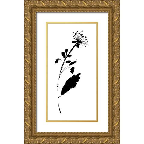 Silhouette Floral III Gold Ornate Wood Framed Art Print with Double Matting by Wild Apple Portfolio