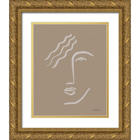 Neutral Faces I Gold Ornate Wood Framed Art Print with Double Matting by Zaman, Farida