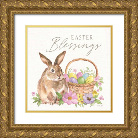 Happy Easter VI Bright Gold Ornate Wood Framed Art Print with Double Matting by Vassileva, Silvia