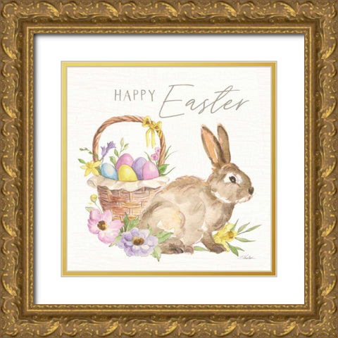 Happy Easter VII Bright Gold Ornate Wood Framed Art Print with Double Matting by Vassileva, Silvia