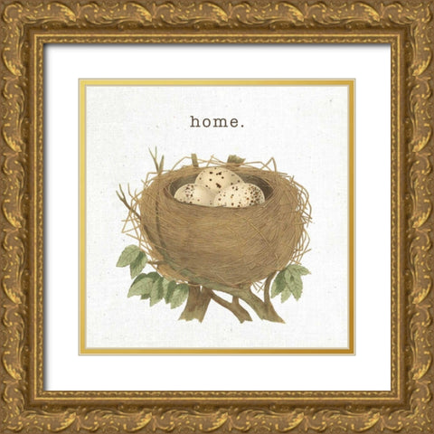 Spring Nest II Home Gold Ornate Wood Framed Art Print with Double Matting by Hershey, Moira