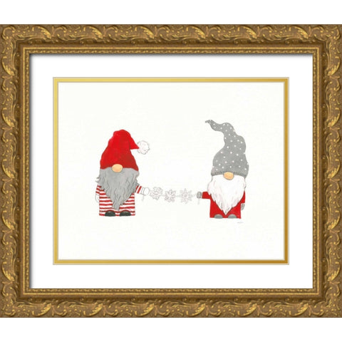 Winter Gnomes I Gold Ornate Wood Framed Art Print with Double Matting by Jackson, Jenaya