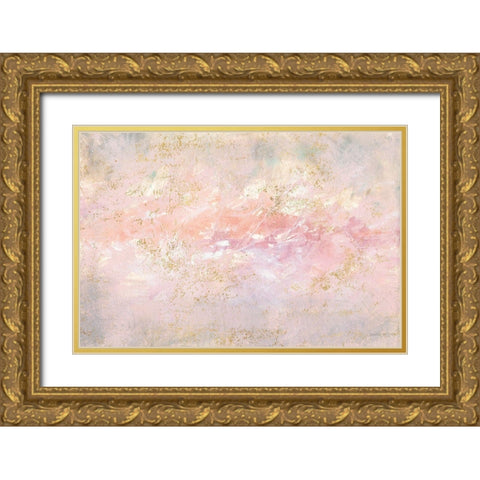 Through Fog Blush and Gold Gold Ornate Wood Framed Art Print with Double Matting by Nai, Danhui