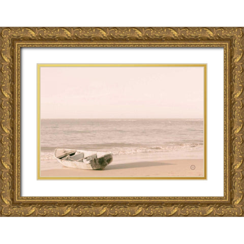 Fishing Boat at Sunset Gold Ornate Wood Framed Art Print with Double Matting by Larson, Nathan