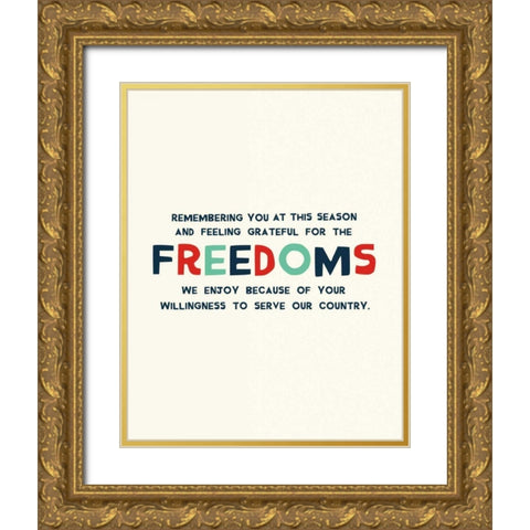 Freedoms Gold Ornate Wood Framed Art Print with Double Matting by Mullan, Michael