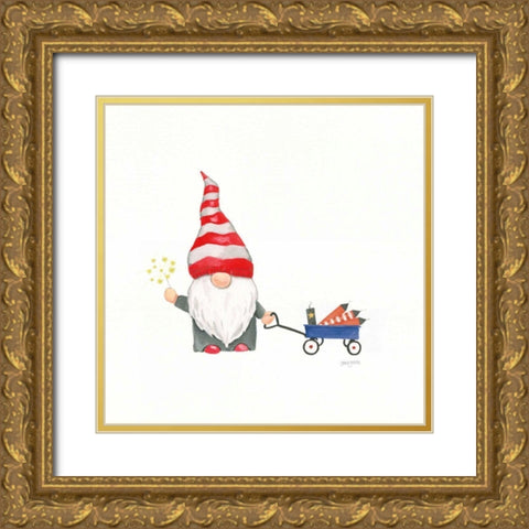 Patriotic Gnomes III Gold Ornate Wood Framed Art Print with Double Matting by Jackson, Jenaya