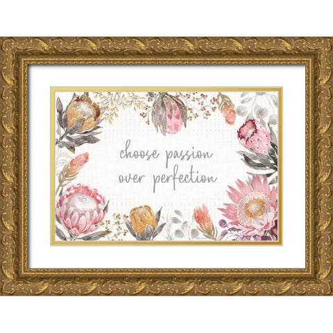 Petal Passion I Soft Boho Gold Ornate Wood Framed Art Print with Double Matting by Grove, Beth