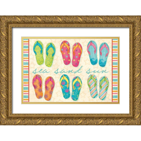 Beach Party VI Gold Ornate Wood Framed Art Print with Double Matting by Charron, Veronique