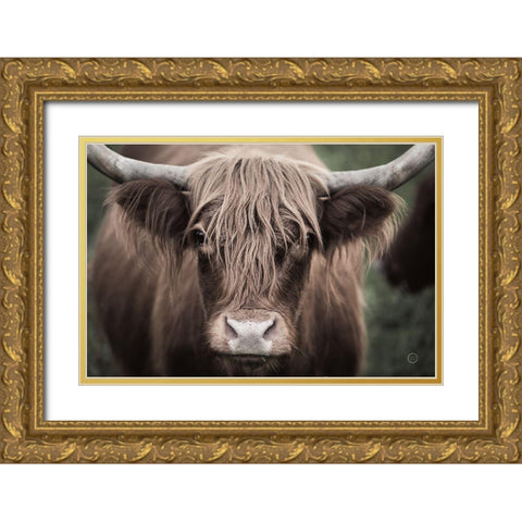 Cow Nose Light Gold Ornate Wood Framed Art Print with Double Matting by Larson, Nathan