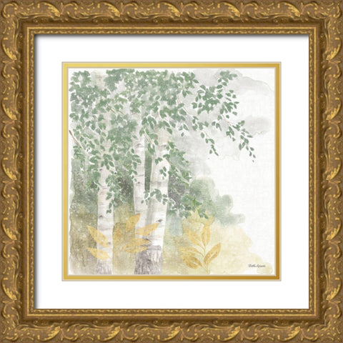 Natures Leaves II Sage Gold Ornate Wood Framed Art Print with Double Matting by Grove, Beth