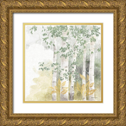 Natures Leaves III Sage Gold Ornate Wood Framed Art Print with Double Matting by Grove, Beth