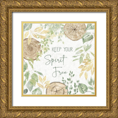 Natures Leaves V Sage Gold Ornate Wood Framed Art Print with Double Matting by Grove, Beth