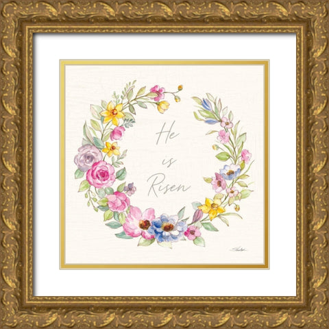 Happy Easter IV Risen Gold Ornate Wood Framed Art Print with Double Matting by Vassileva, Silvia