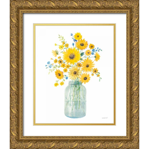 Sunshine Bouquet I Light in Jar Gold Ornate Wood Framed Art Print with Double Matting by Nai, Danhui